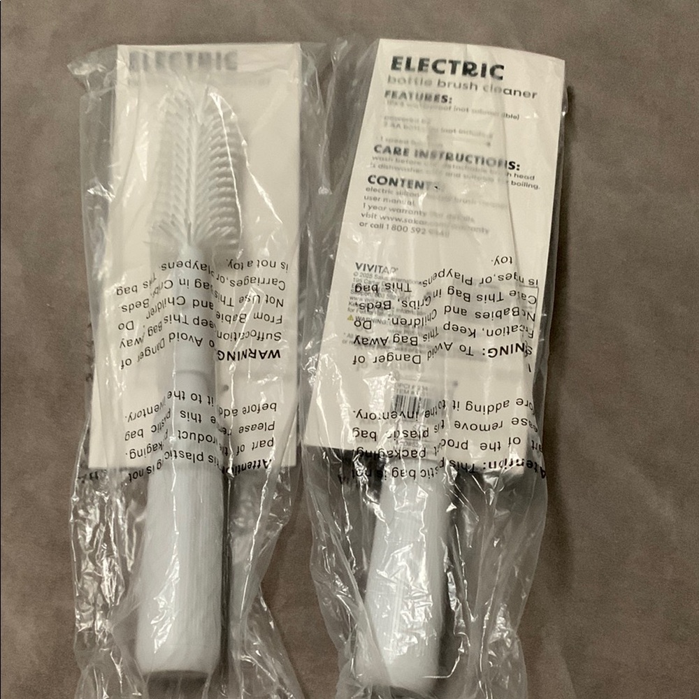 2 Electric Bottle Brush Cleaners- White